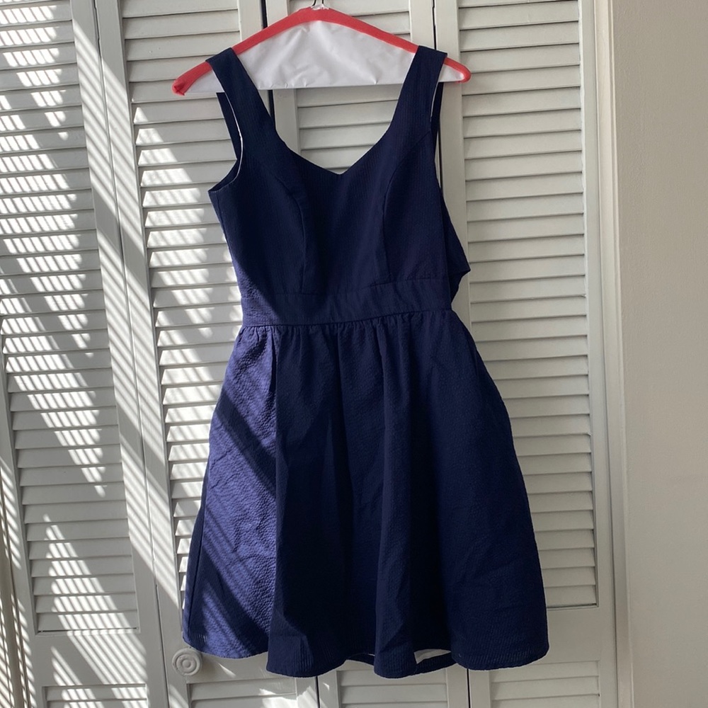 Navy Blue Tie Back Dress